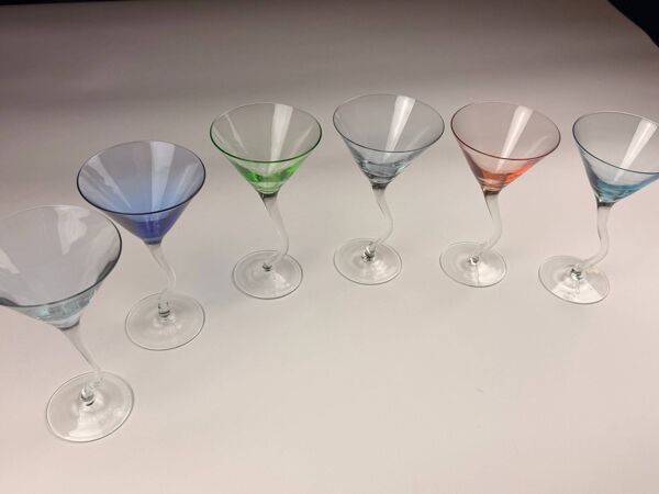 Verres à cocktail vintage à pied torsadé