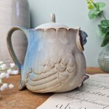 Terracotta owl-shaped teapot by vintage Ibuki Japan