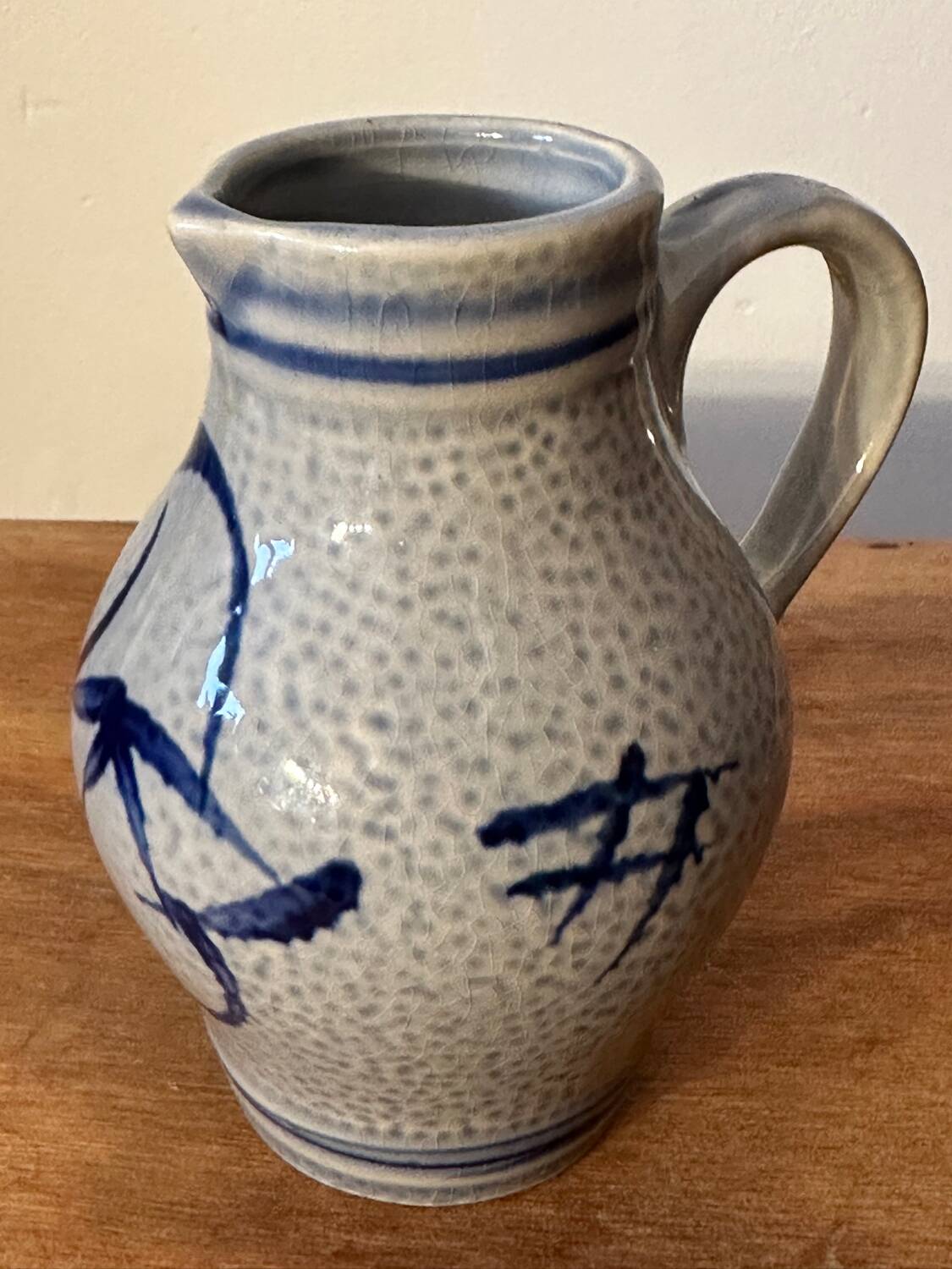Small stoneware pitcher with salt from Alsace, early 20th century, height 12.5 cm