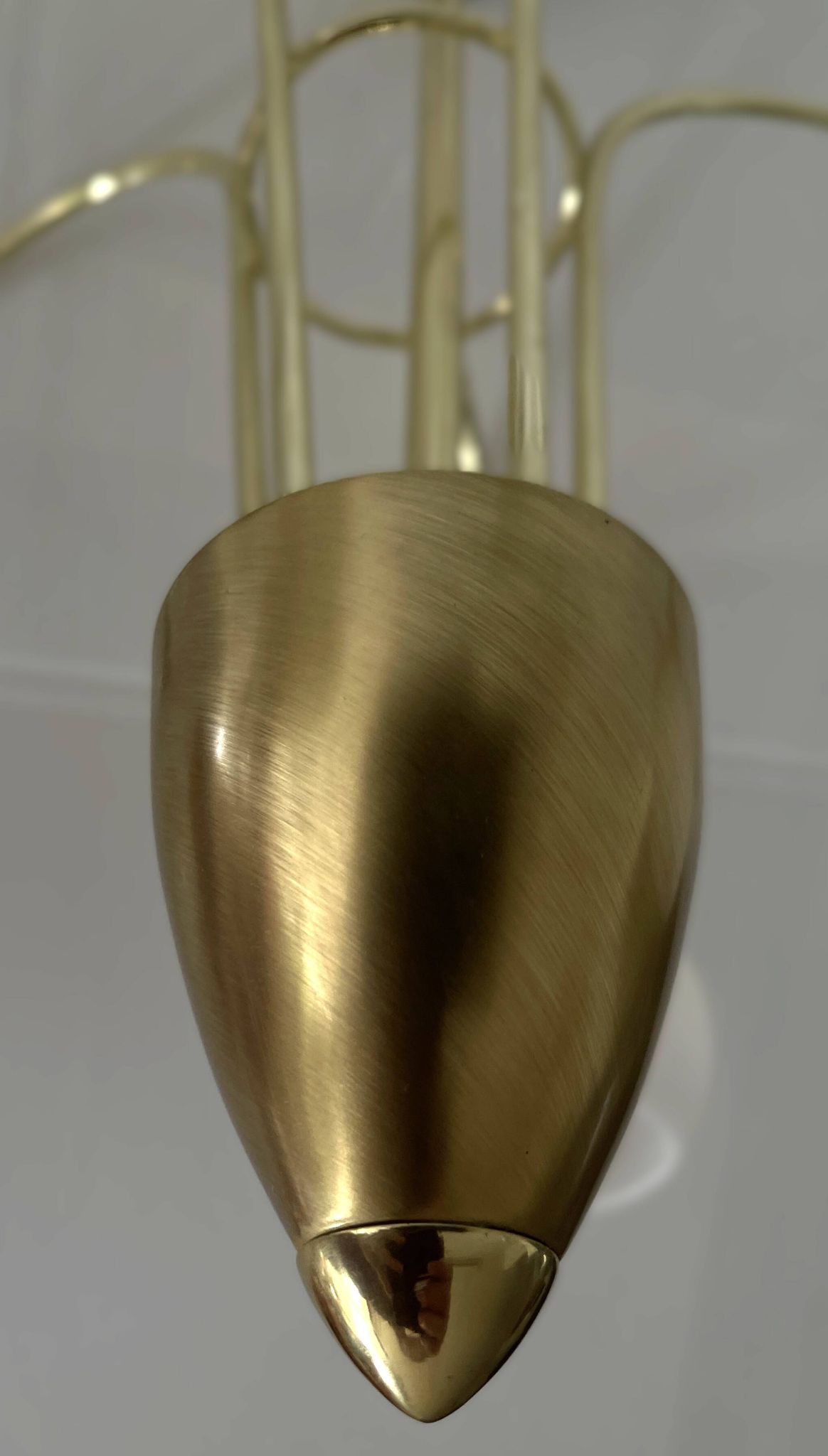 Mid Century Suspension, 5 globes in brass and opal glass, Honsel Leuchten