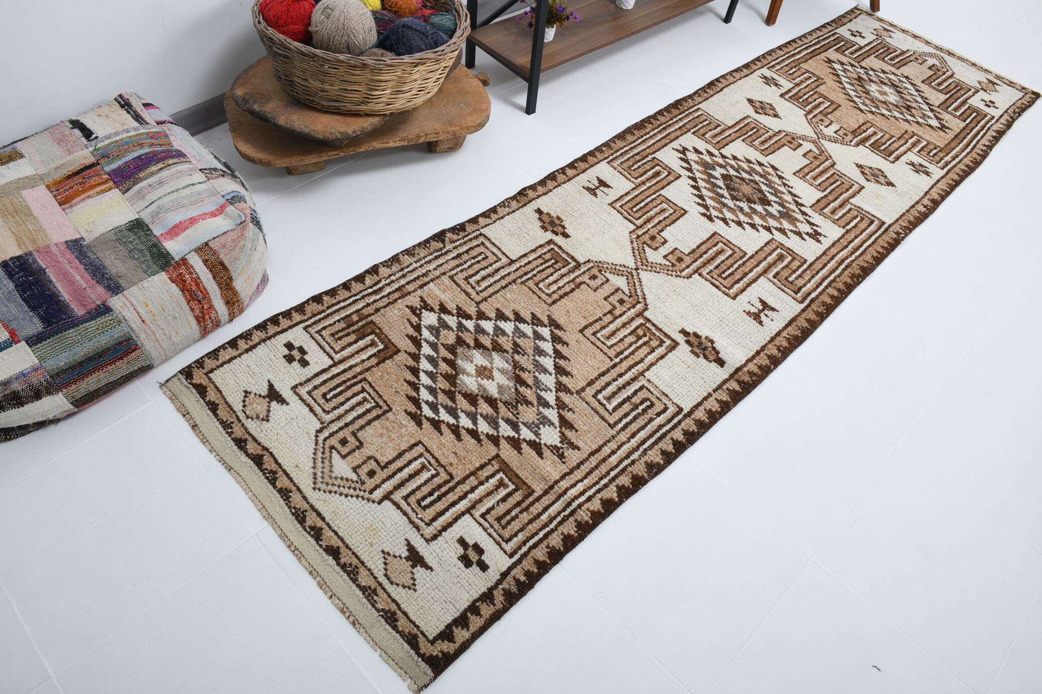 3X10 Turkish Vintage Runner Rug, 3x10 Runner Rug, 325x90Cm