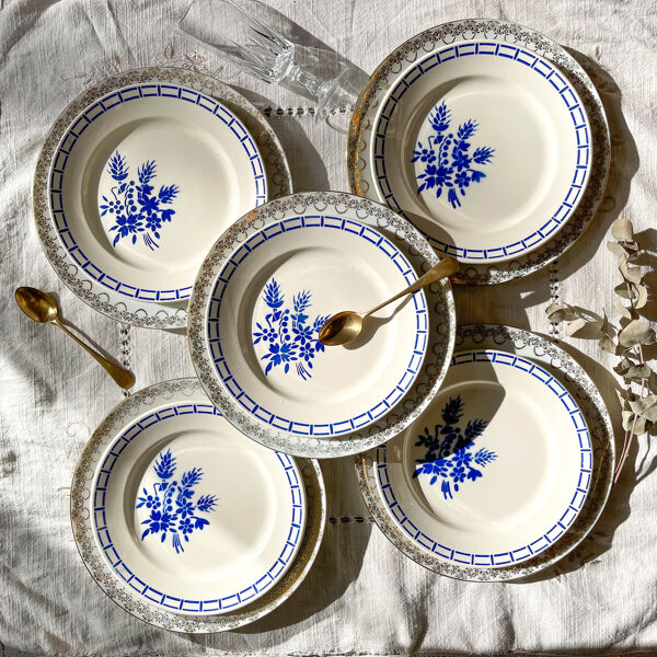 10 Assiettes porcelaine dépareillées ~ Assiettes porcelaine blanche doré ~ Assiettes LIMOGES ~ Vaiss