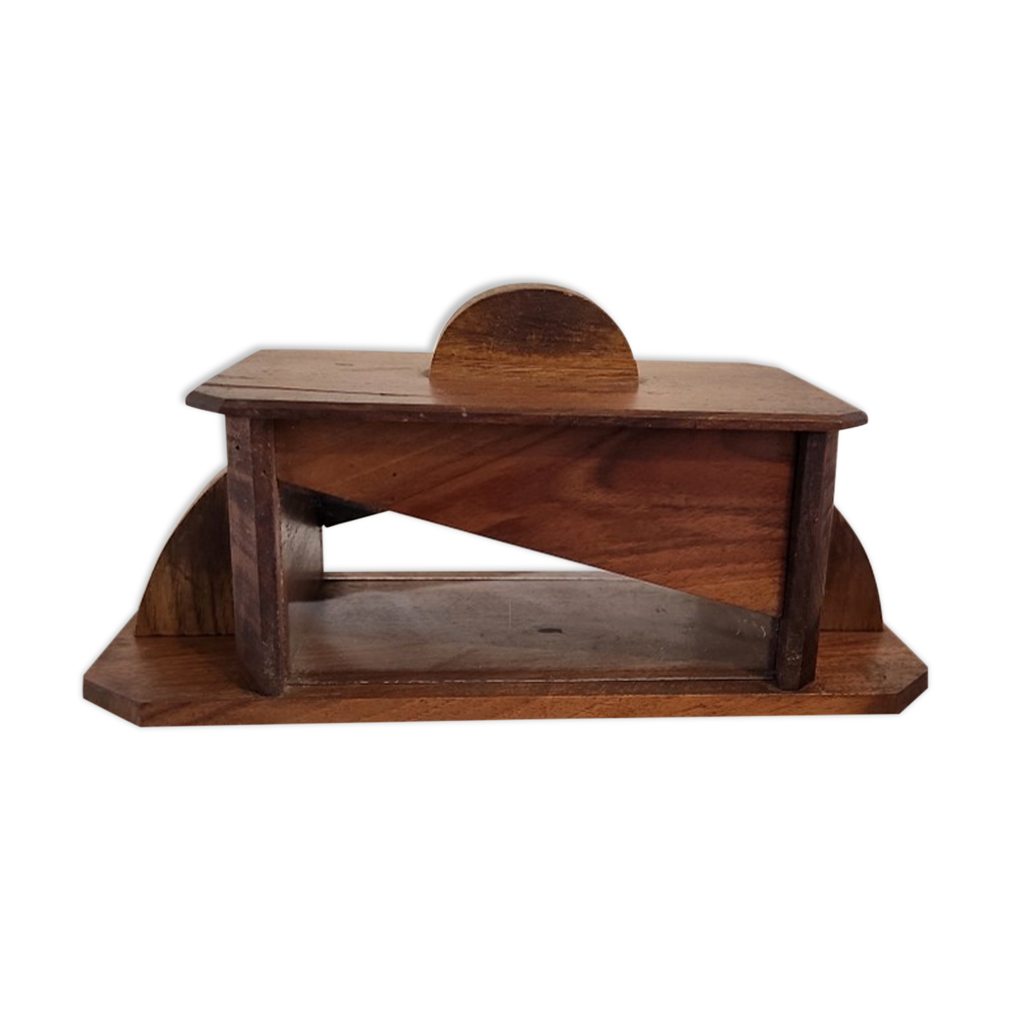 French Art Deco jewellery box handmade in wood and glass
