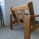 Pair of raw oak and leather armchairs by Esko Pajamies for Asko, Finland.