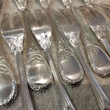 12 silver-plated cake forks with 2 prongs by Christofle Trianon LXVI