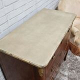 Commode marquetry style transition curved feet with marble top