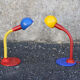 Deux lampes de bureau des années 80/90 en couleurs primaires