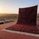 Moroccan Berber rug burgundy 300x200 cm – blue-green geometric patterns
