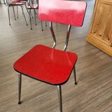 Vintage Lafague red formica set, 1 table, 6 chairs and 1 stool