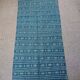Hand-woven blue and white kilim rug in natural wool