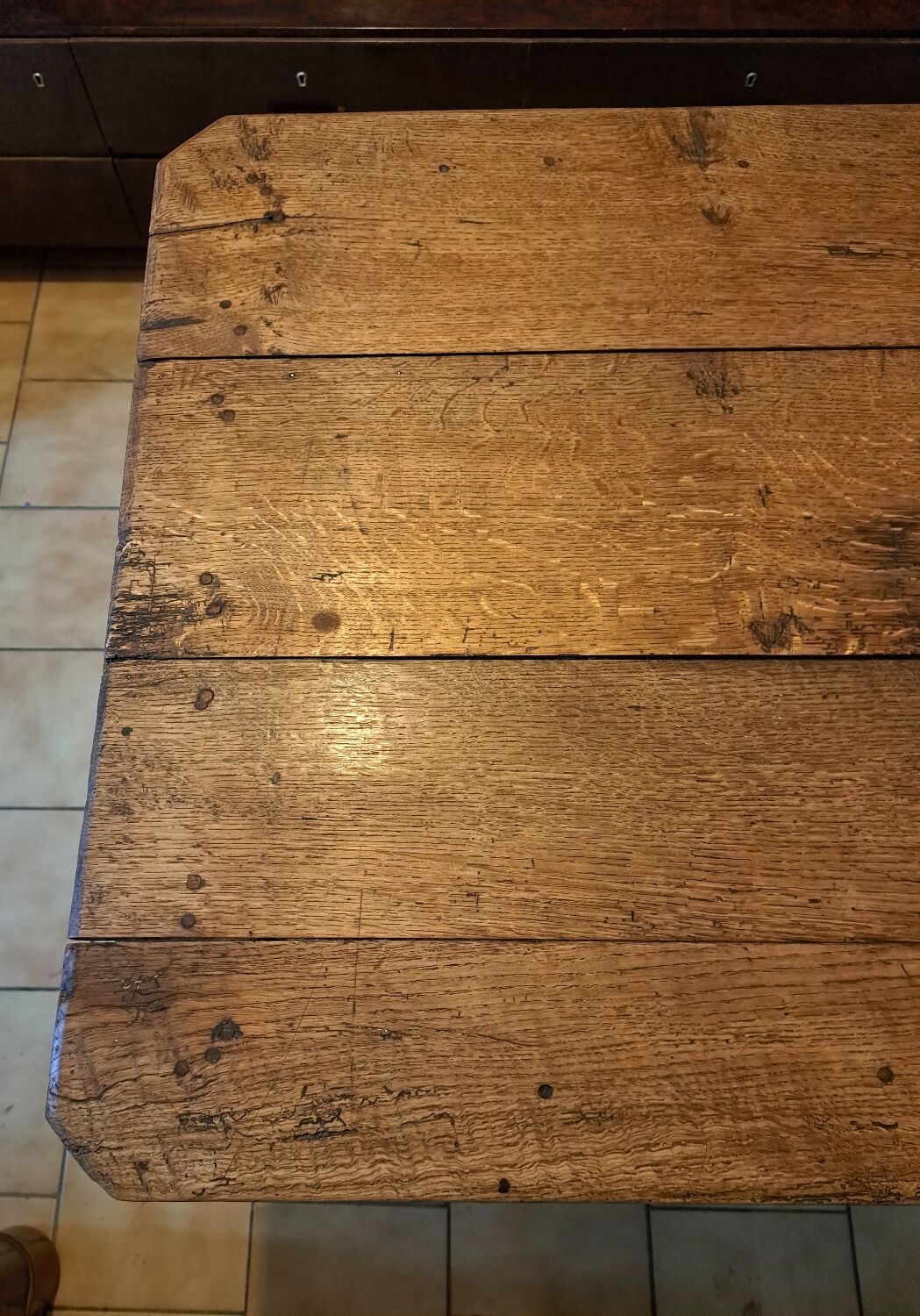 19th century farm table in solid oak