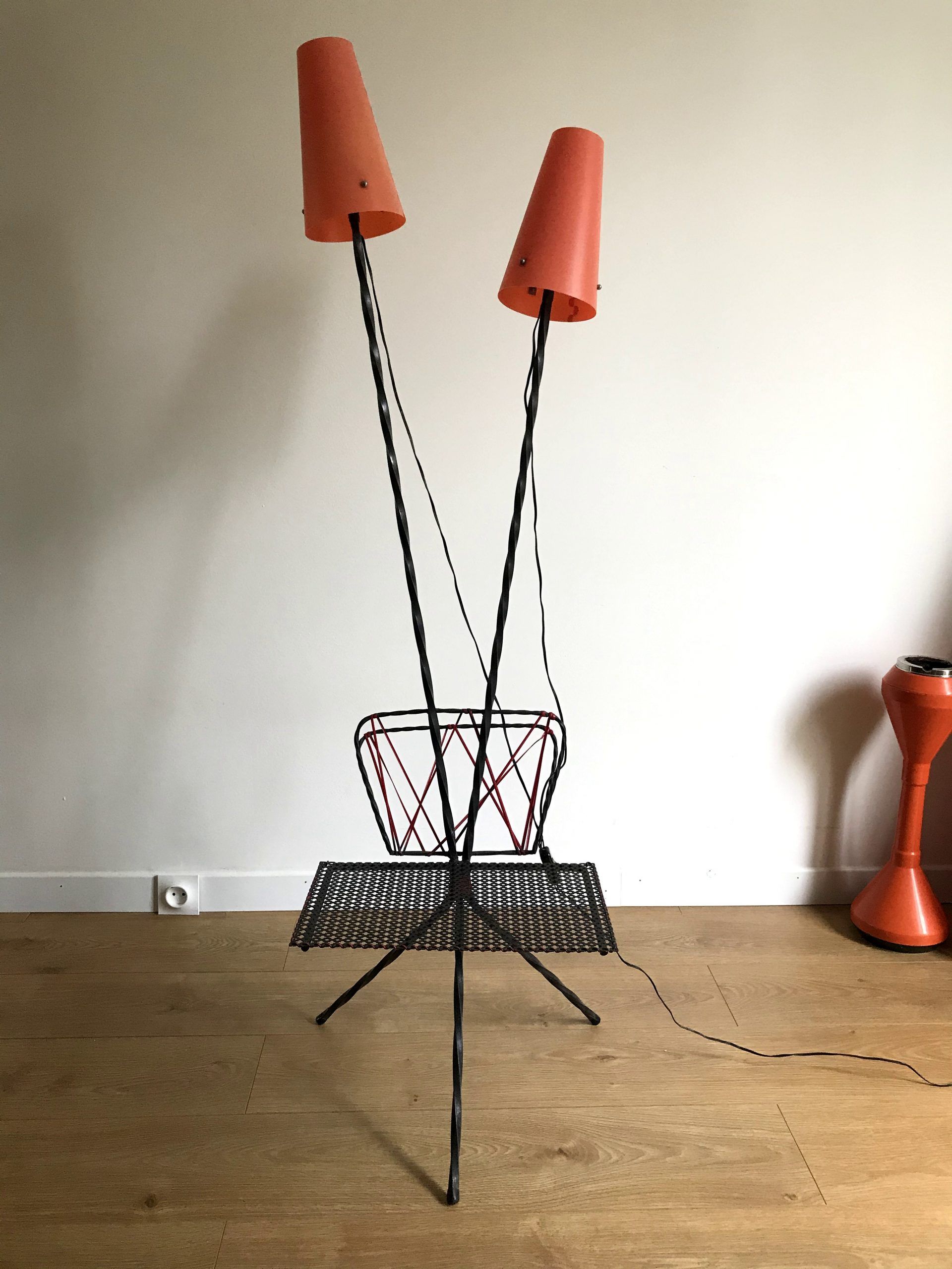 Vintage three-way two-light floor lamp