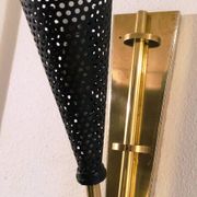Wall lamp with reflector in rigitulle (perforated metal) from the 50s