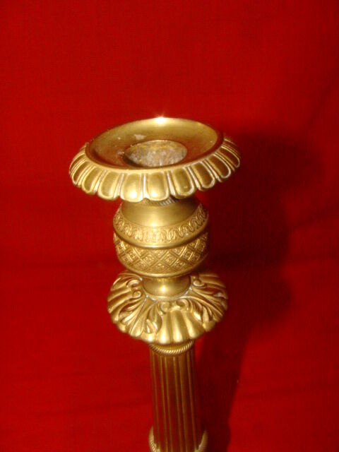 Bronze and brass candlestick, "Restoration" style, electrified as a lamp base.