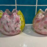 2 vases en verre soufflé datant des années 70