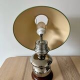 Lampe de table chromée avec abat-jour vert, années 80