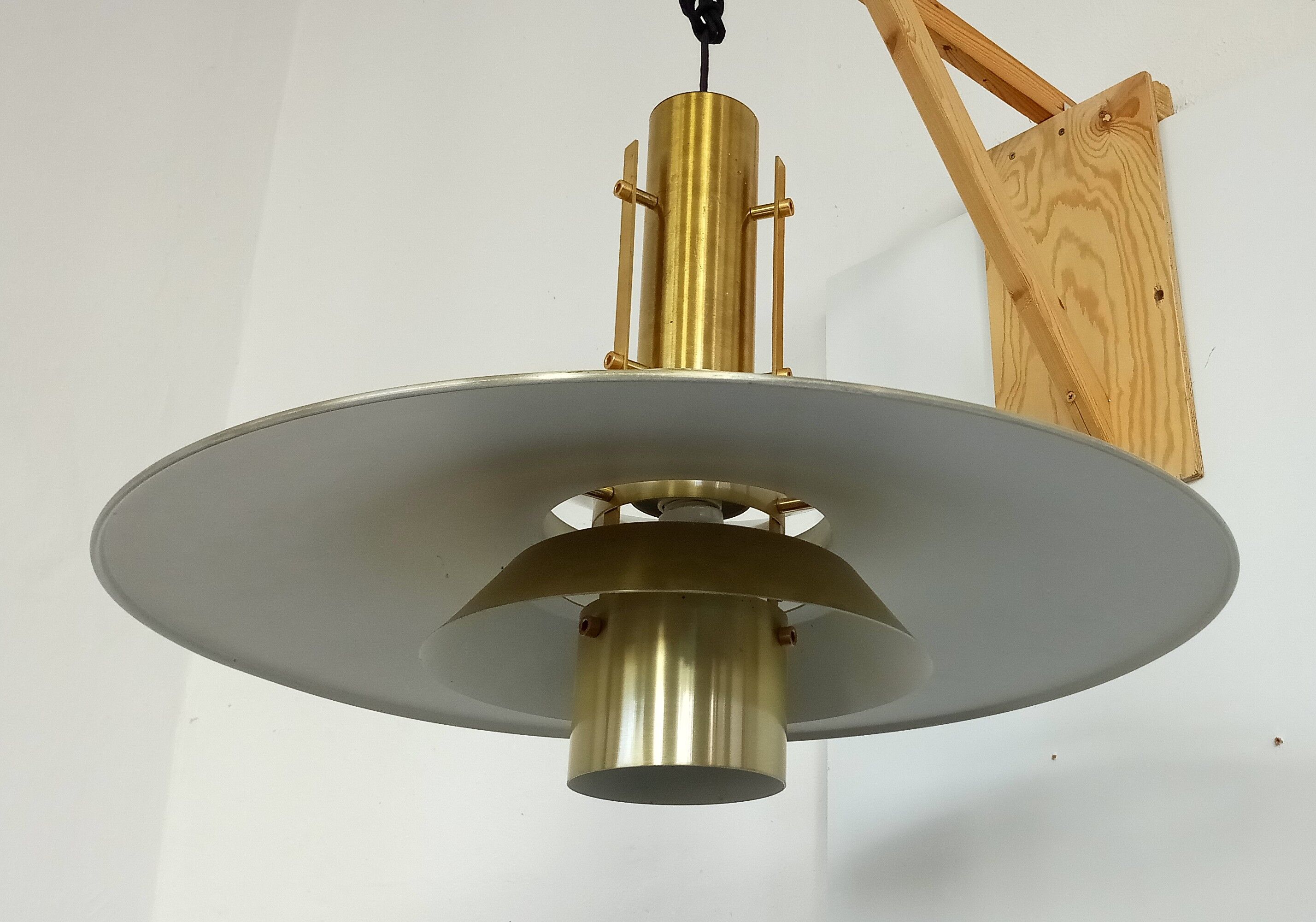 rare danish ceiling lamp by T H Valentiner in brass with 70 cm diameter