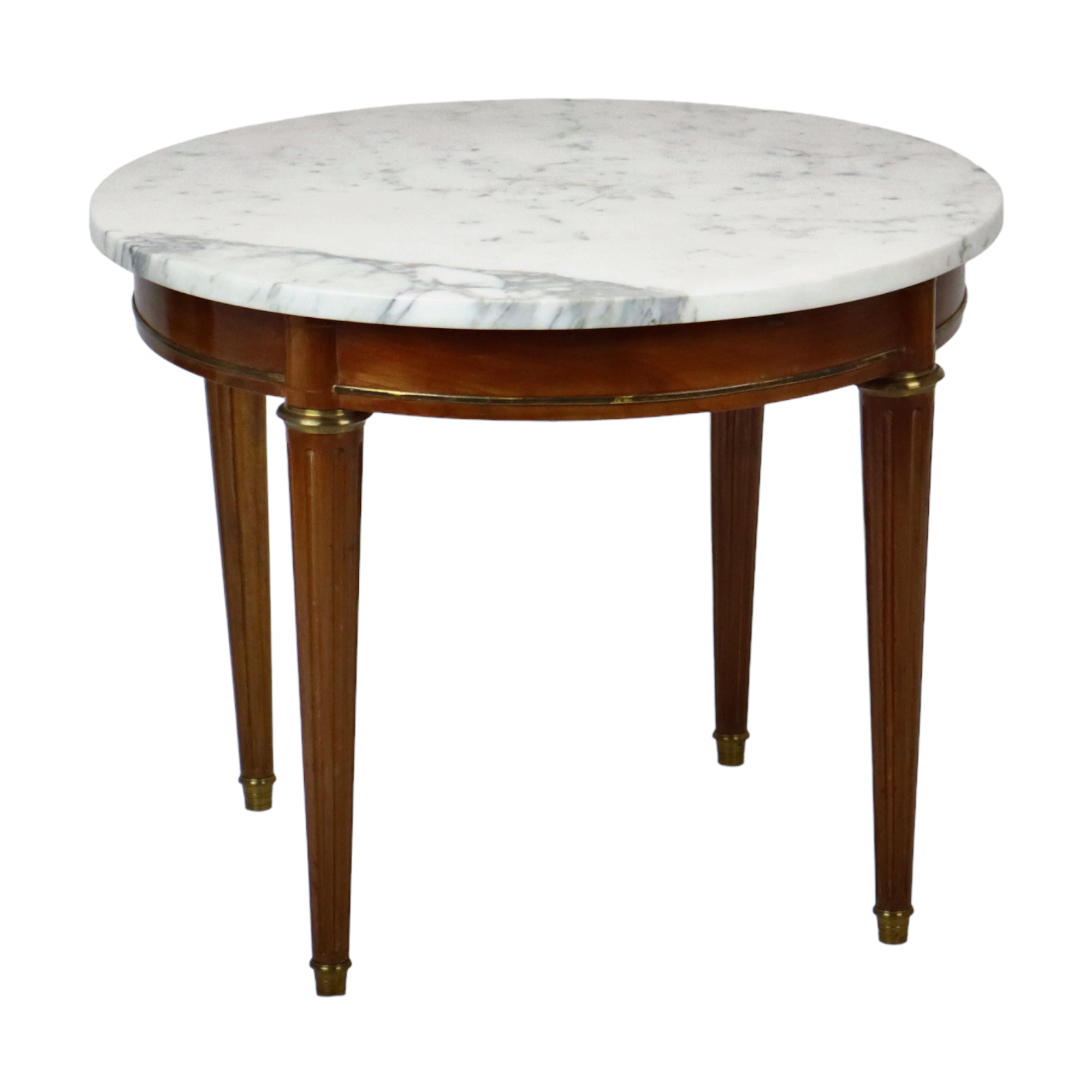 Round salon side table carrara marble mahogany bronze,  66cm
