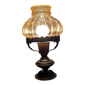 Vintage lamp in brass and amber glass