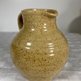 Turned and glazed stoneware wine pitcher