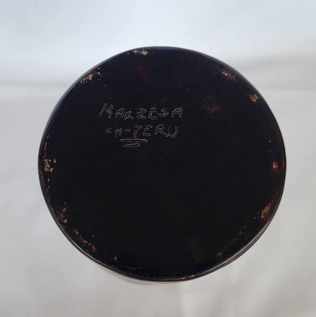 Peruvian Chulucanas Ceramic Vase Brown Beige Signed Vintage