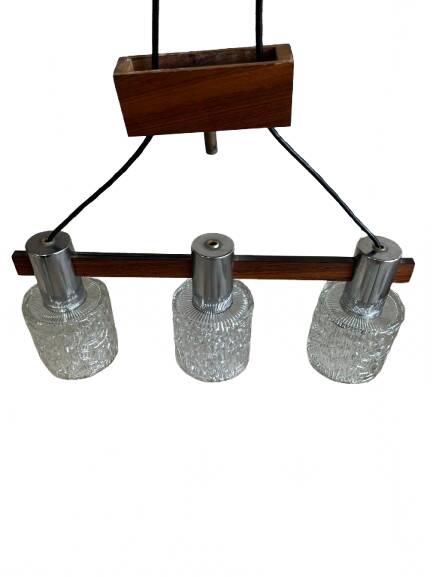 Suspension scandinave en palissandre et chrome 1970