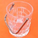 1970s Ice bucket Molded and chiseled glass Geometric decor