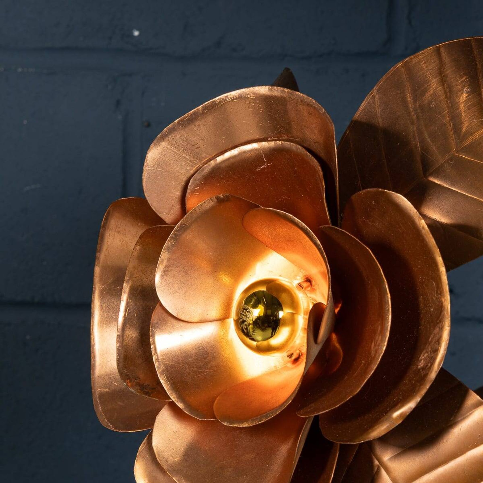 Vintage 20thc italian brass floral floor lamp c.1970