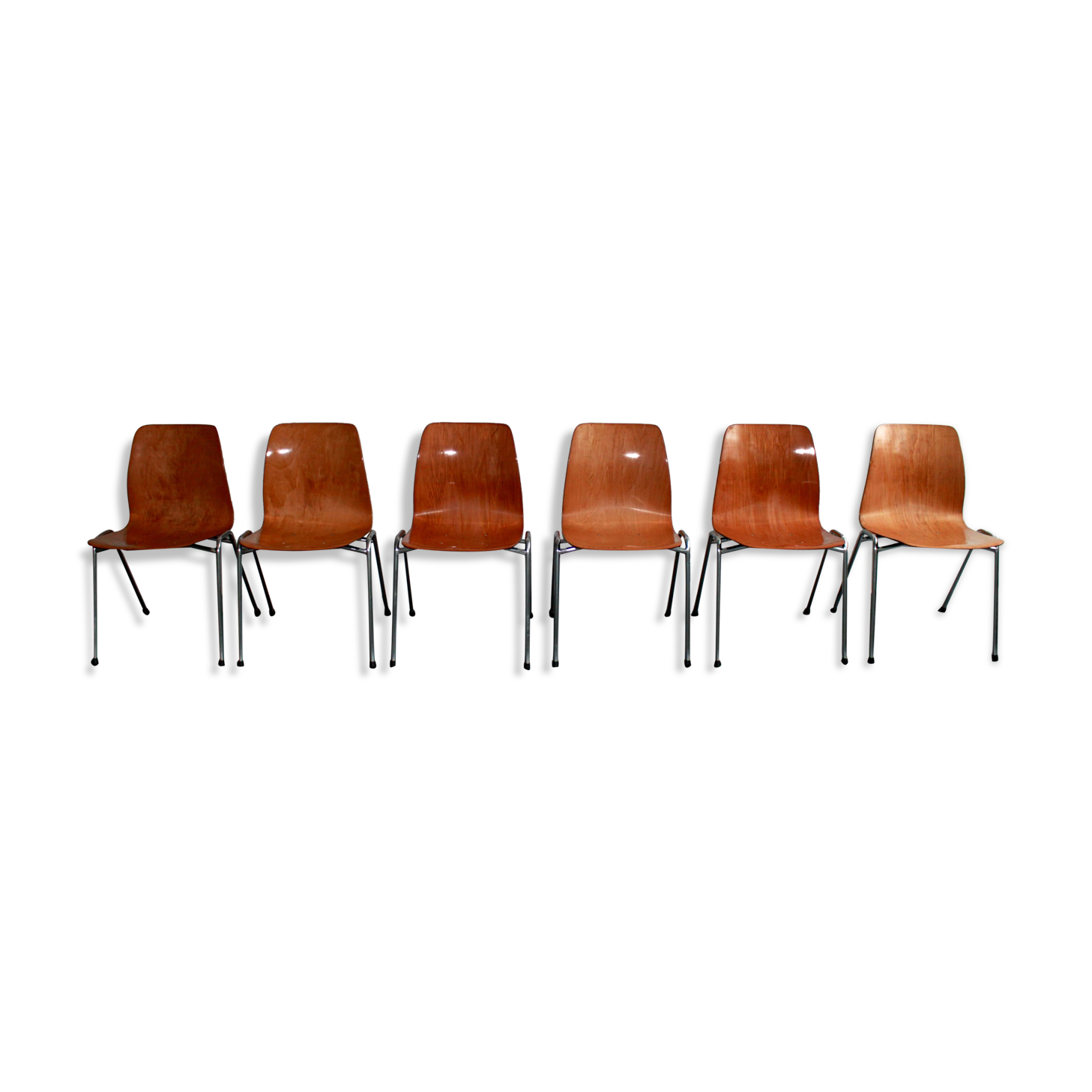 Ensemble de 6 chaises pagholz bicolores par Adam Stegner, 1960
