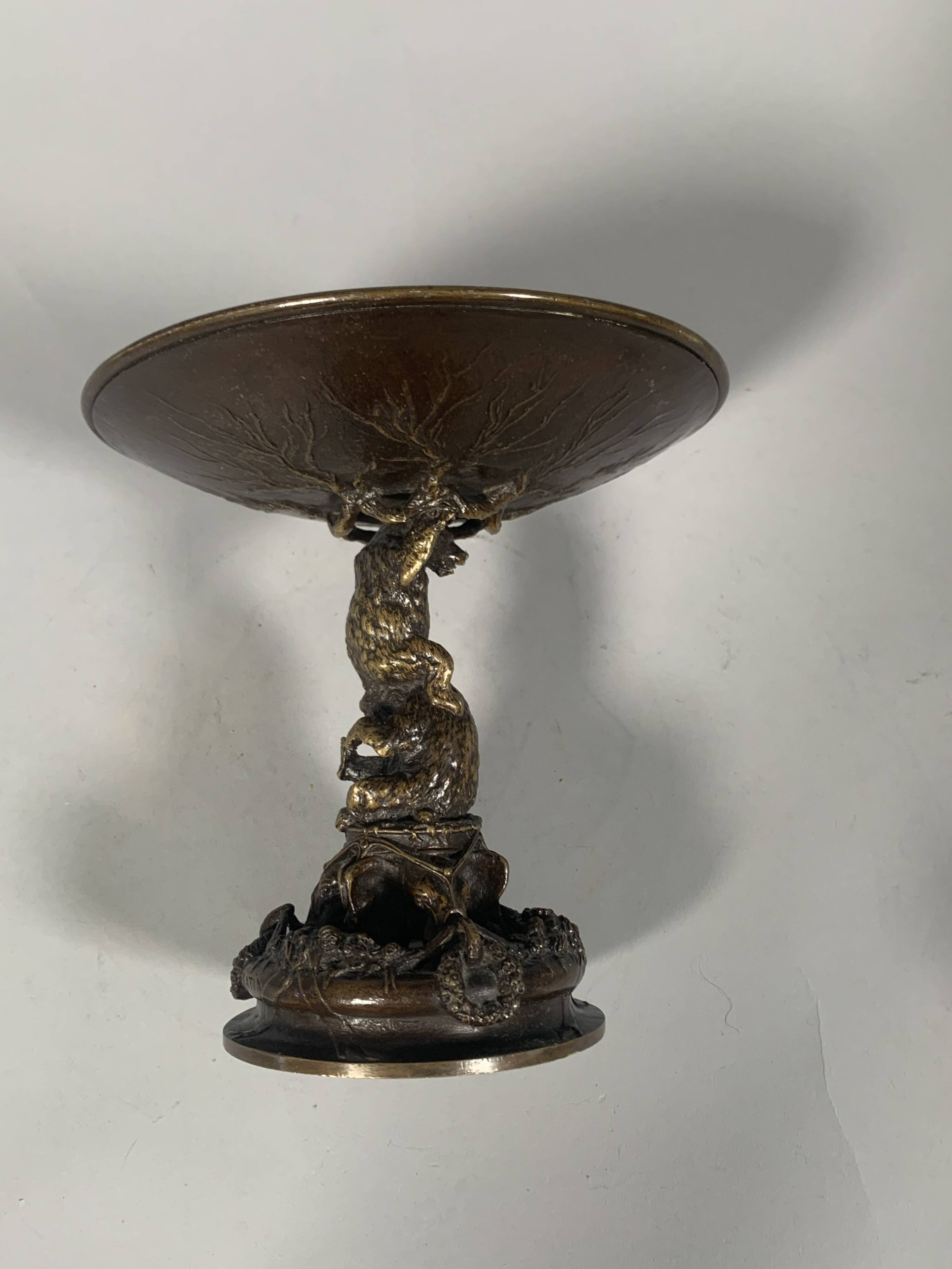 Christophe Fratin (1801-1864) Pair of Bronze Cups with Bears