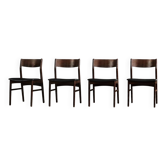 Ensemble de 4 chaises de salle à manger scandinaves modernes des années 50 en hêtre et palissandre.