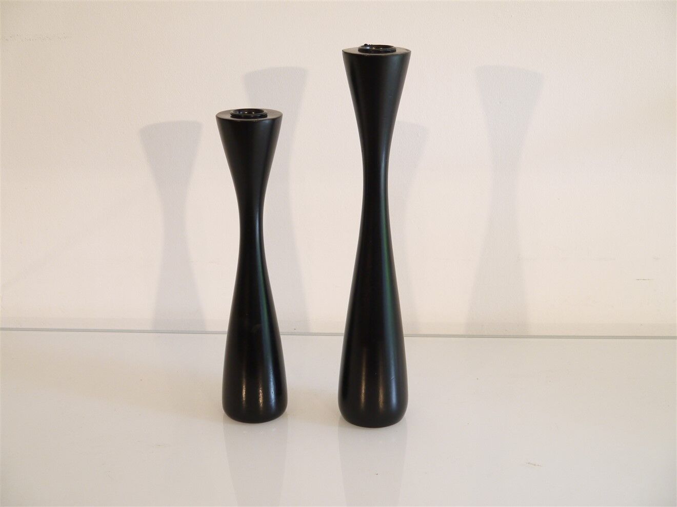 Pair of Scandinavian wooden candle holders 1970