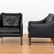 Fredrik Kayser mid-century leather & rosewood lounge chairs – brown leather