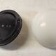 Opaline globe and black metal ceiling or wall light, diam. 20 cm - late 20th century