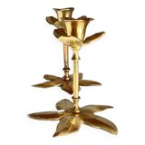 Pair of VINTAGE solid BRASS Flower CANDLE HOLDERS