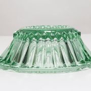 Green crystal glass bowl ashtray, mid-century, Italy, 1970s.