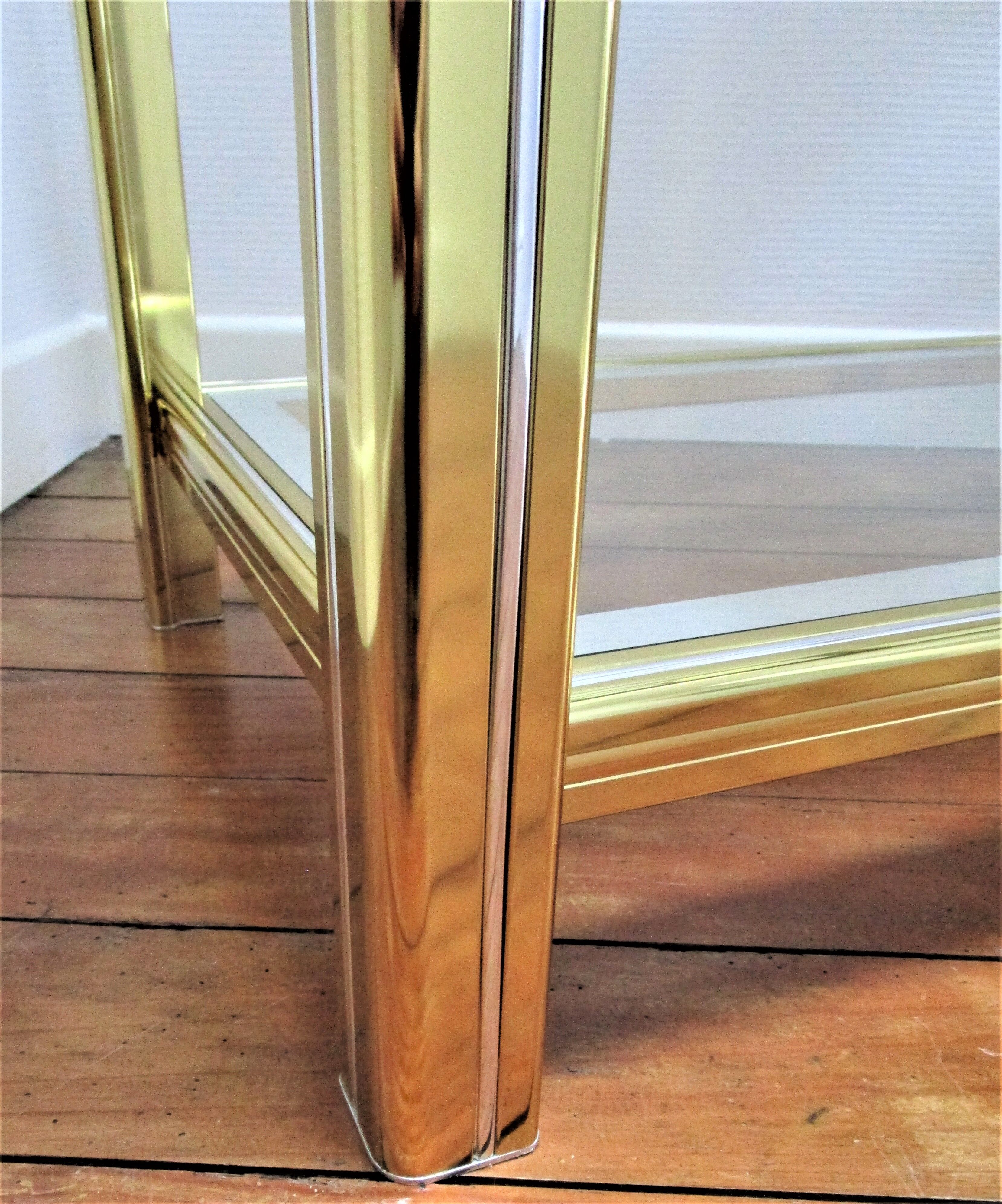 Italian design shelf chrome gilded metal and mirror glasses 70s