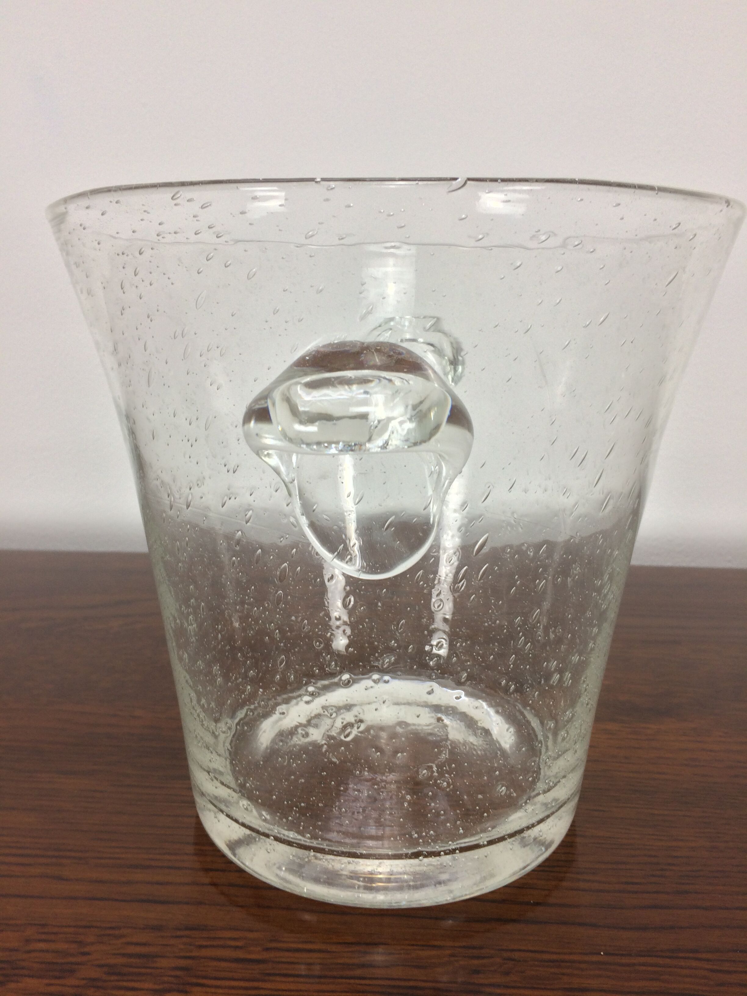 Biot champagne bucket bubbled glass, signed