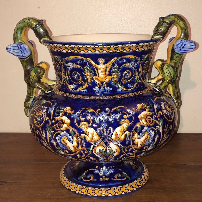 Big vase gien dragon coves blue renaissance décor