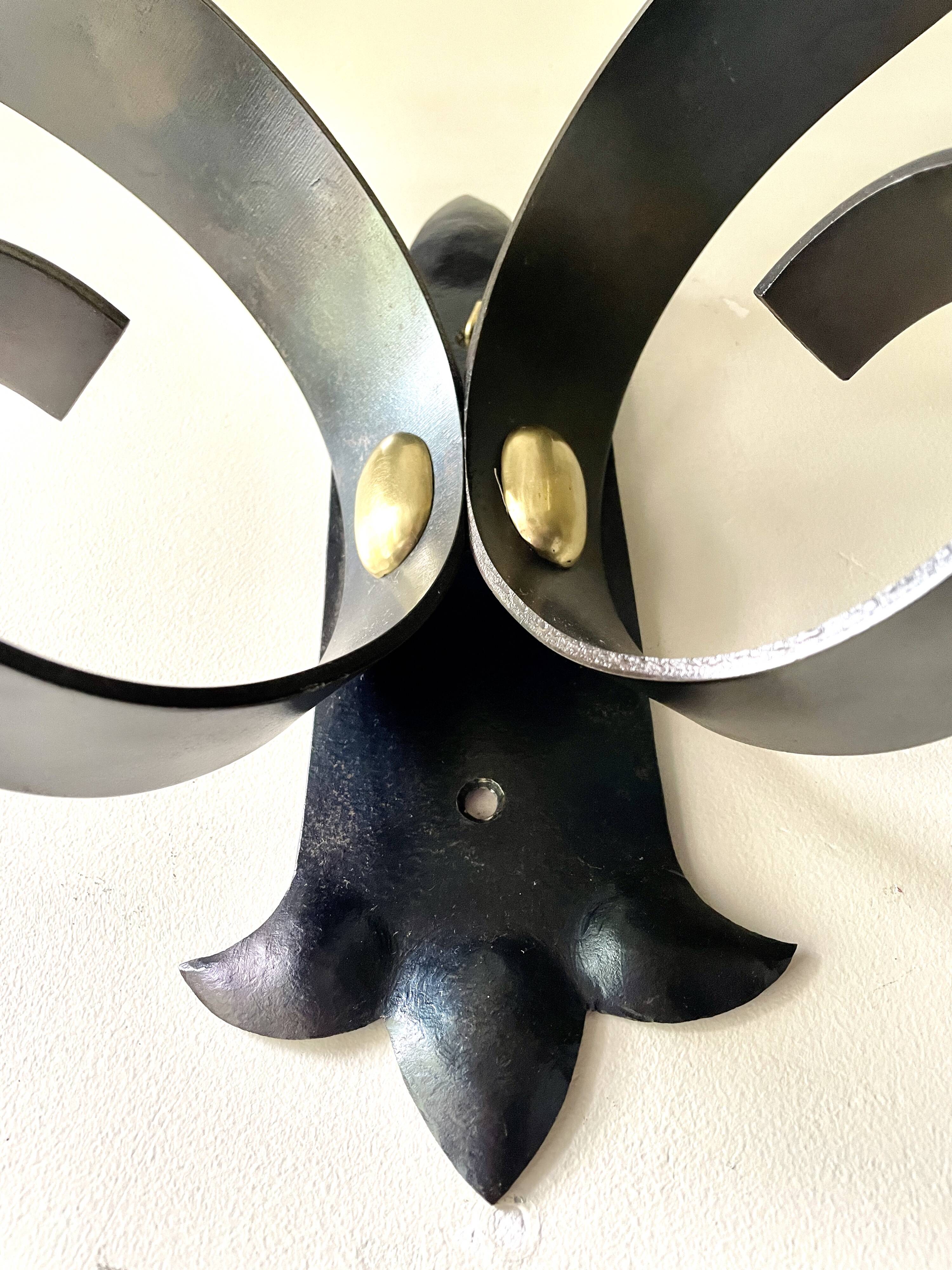 Large brutalist wall light by Jean Perzel