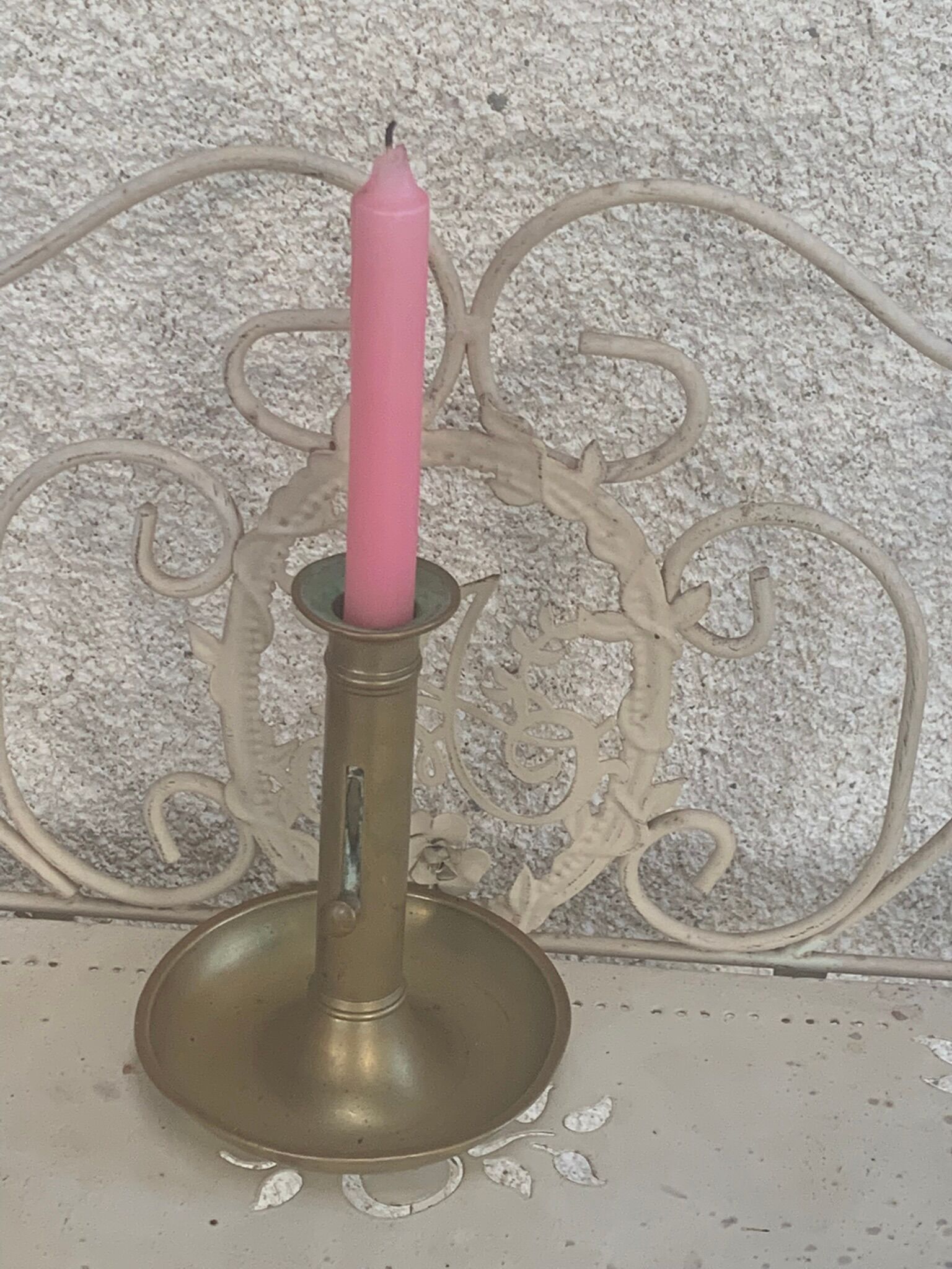 Old copper cellar rat candle holder