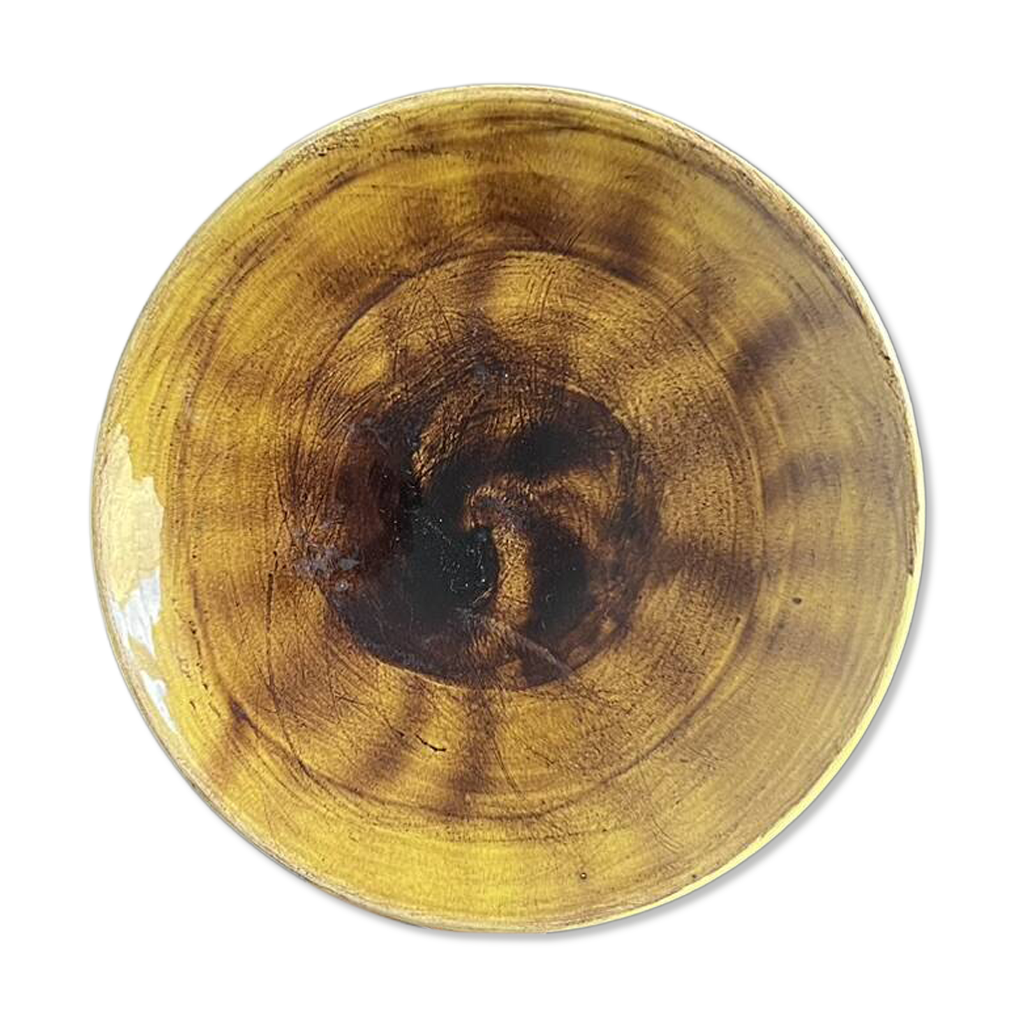 Yellow ceramic plate by Georges Jouve