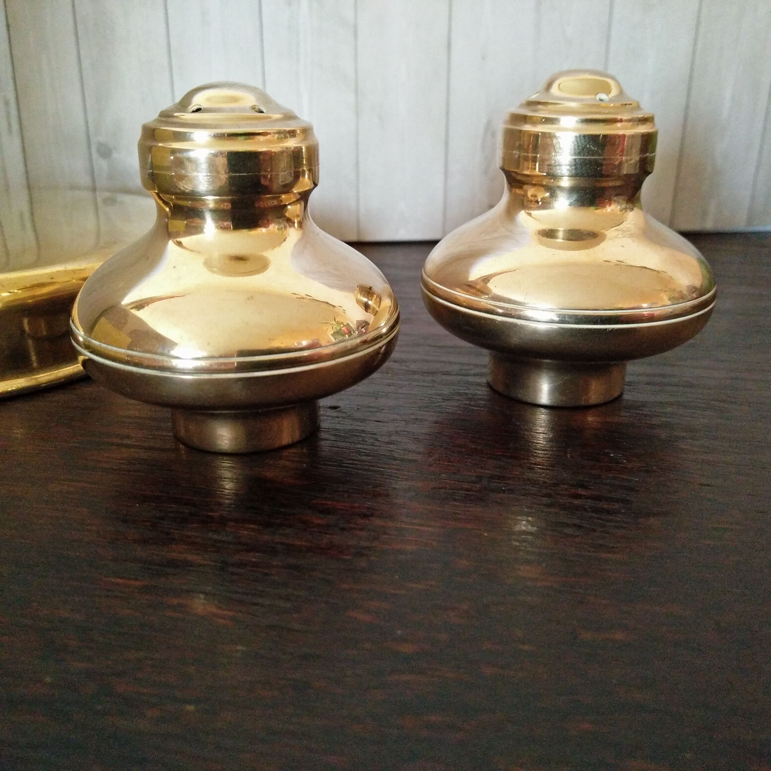 Set 3 pieces salt shaker pepper salting gilded copper