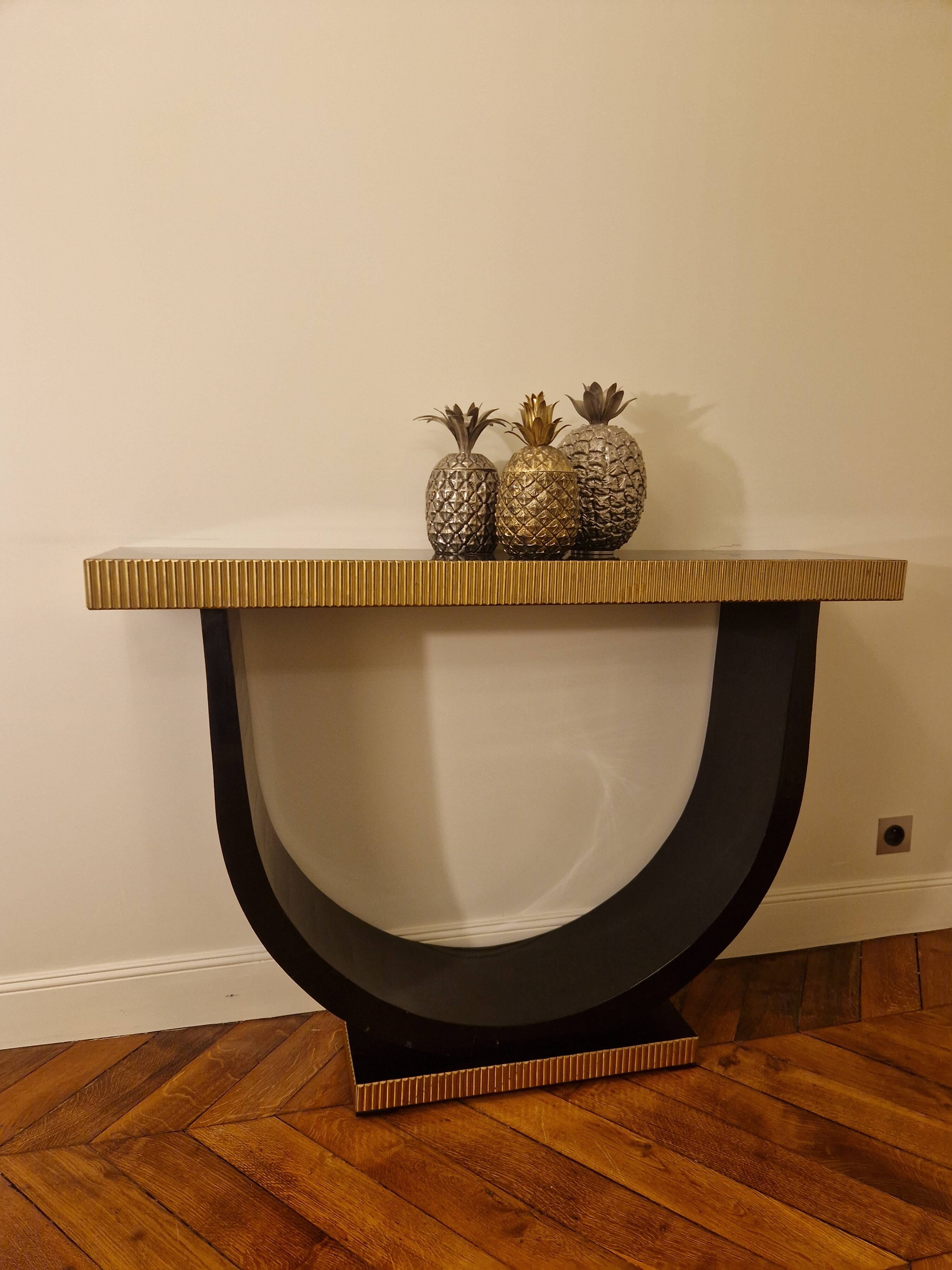 Art Deco console in black lacquered wood