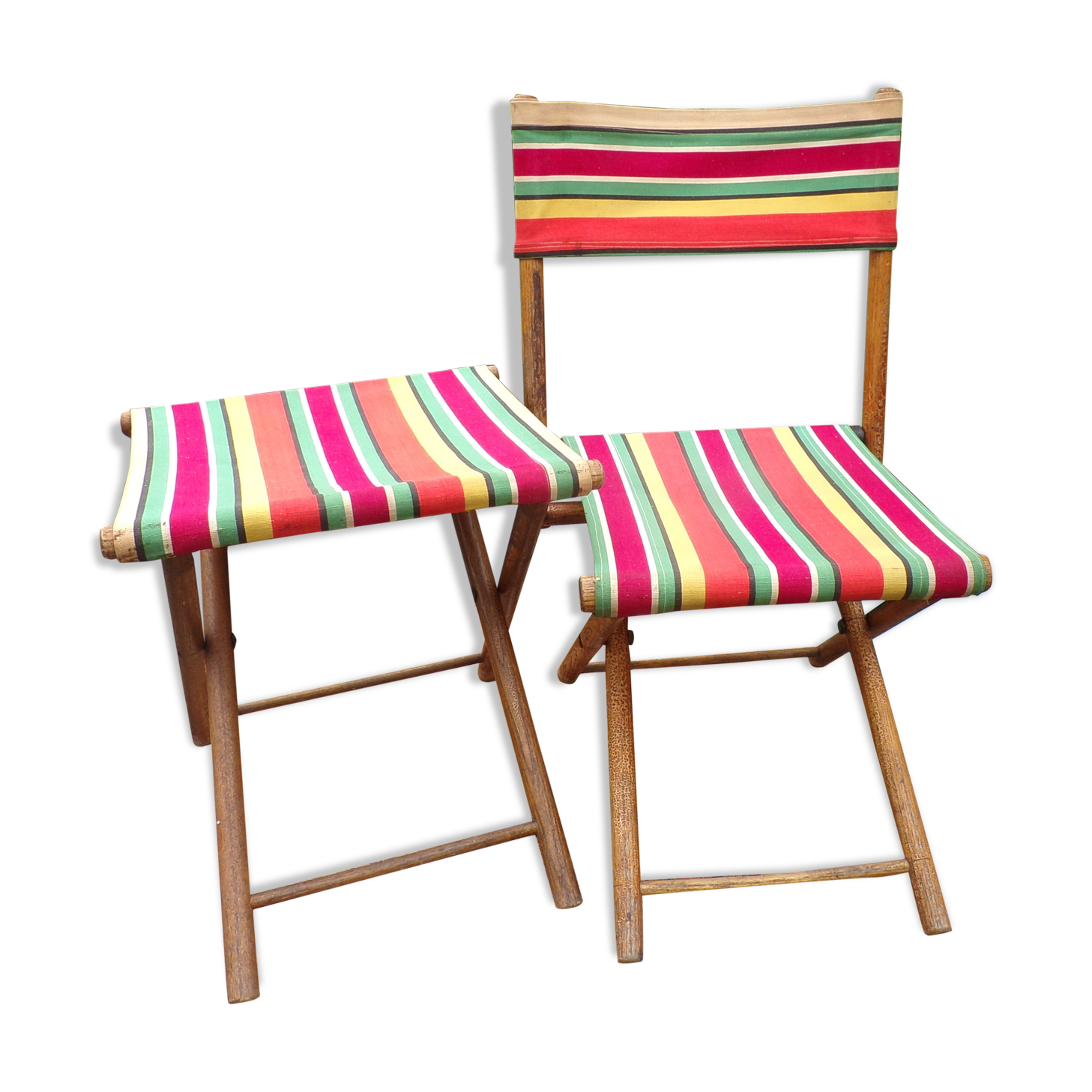Vintage camping armchair and stool