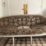 Banquette ancienne velours style Louis XVI