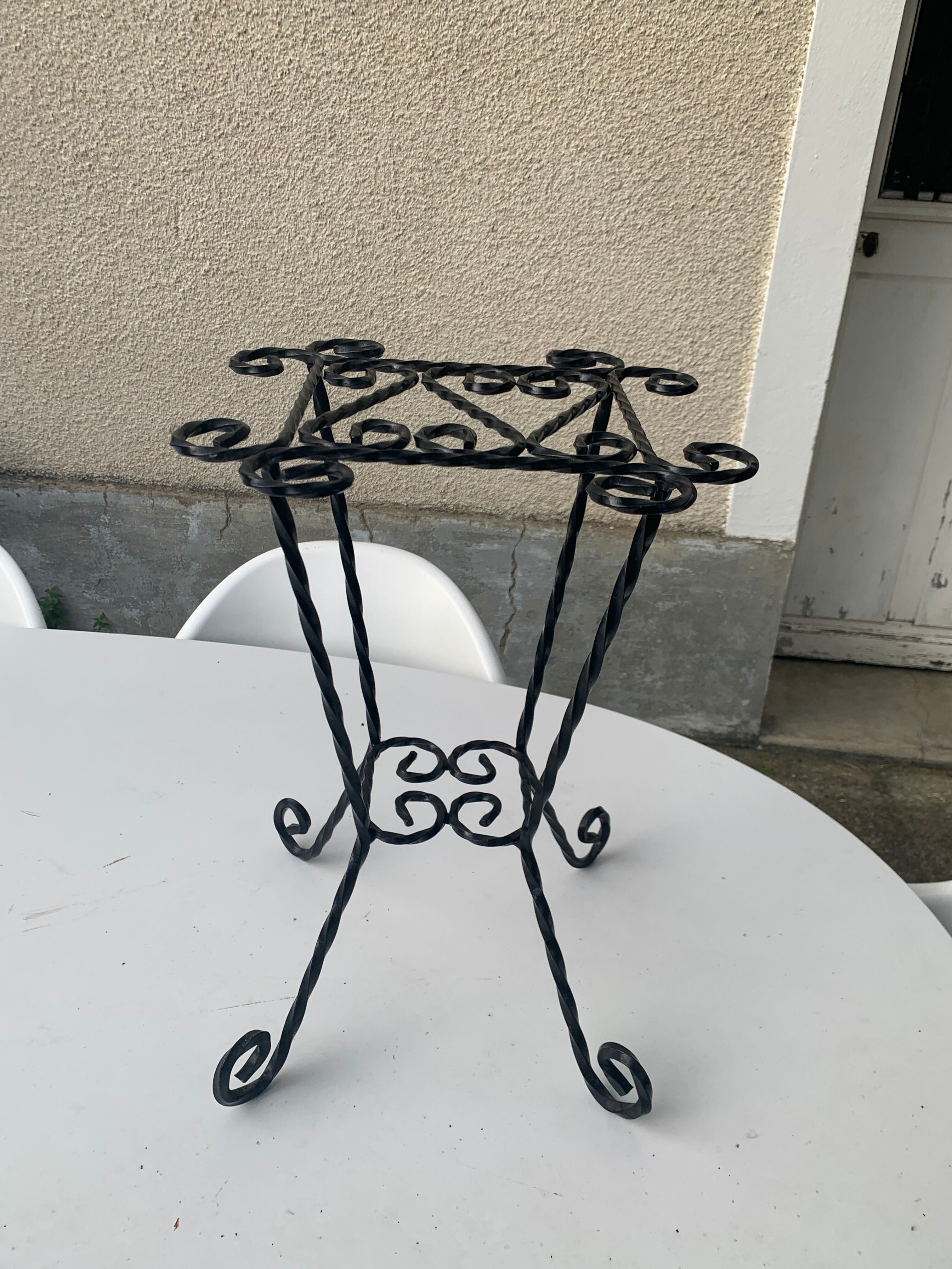 Wrought iron door twisted black vintage 1960