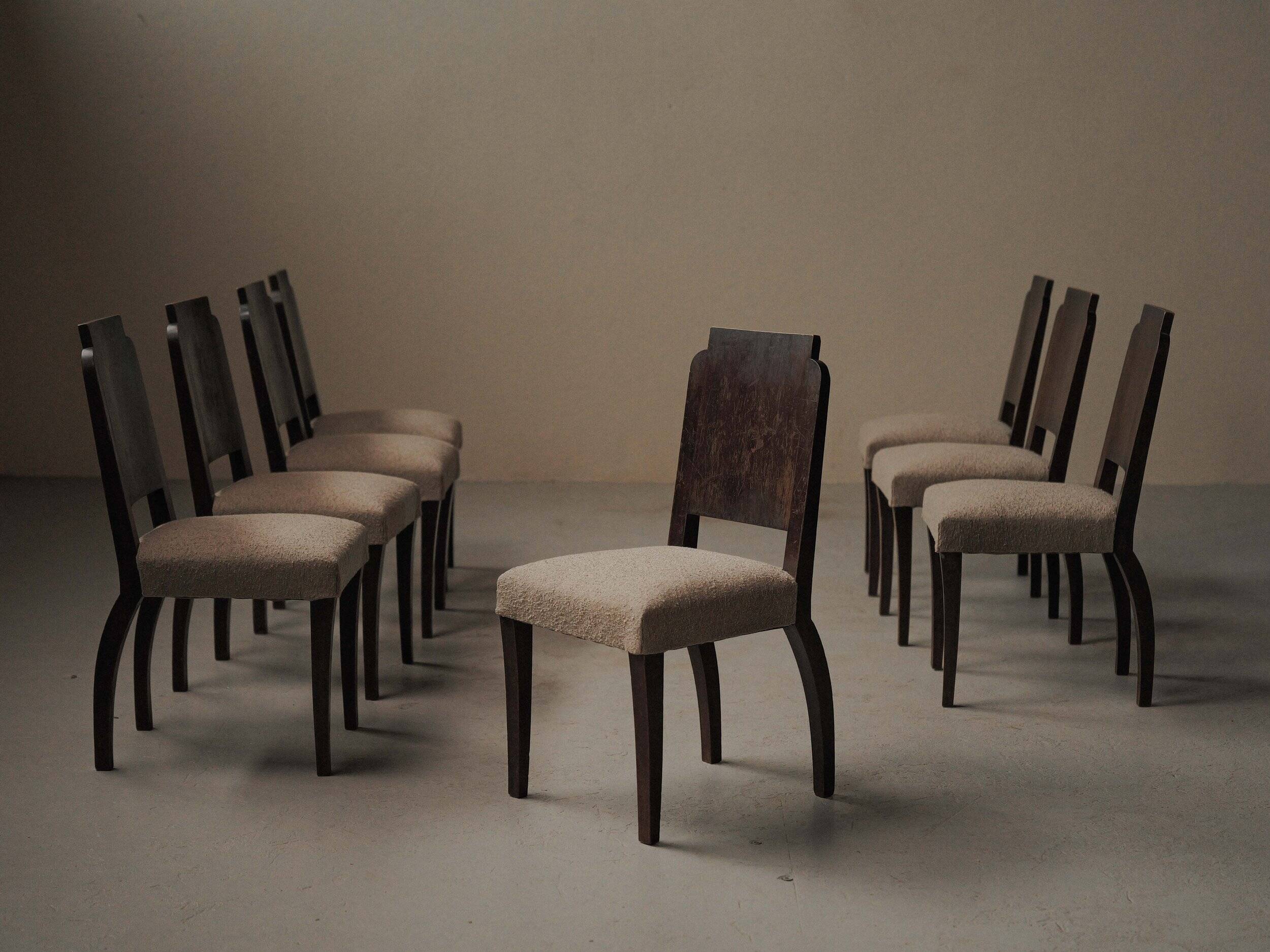 Set of 8 Art Deco chairs, France, circa 1930