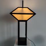 Japanese lamp in black lacquered wood and rice paper H:75cm