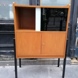 Bookcase, coloured windows, metal base, 1960